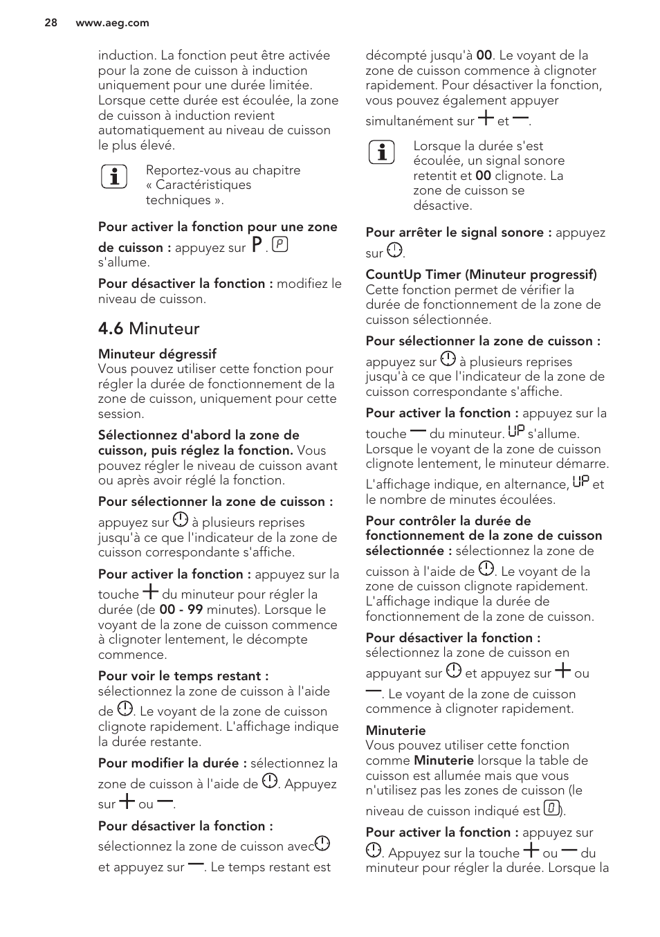 6 minuteur | AEG HK653222XB User Manual | Page 28 / 60