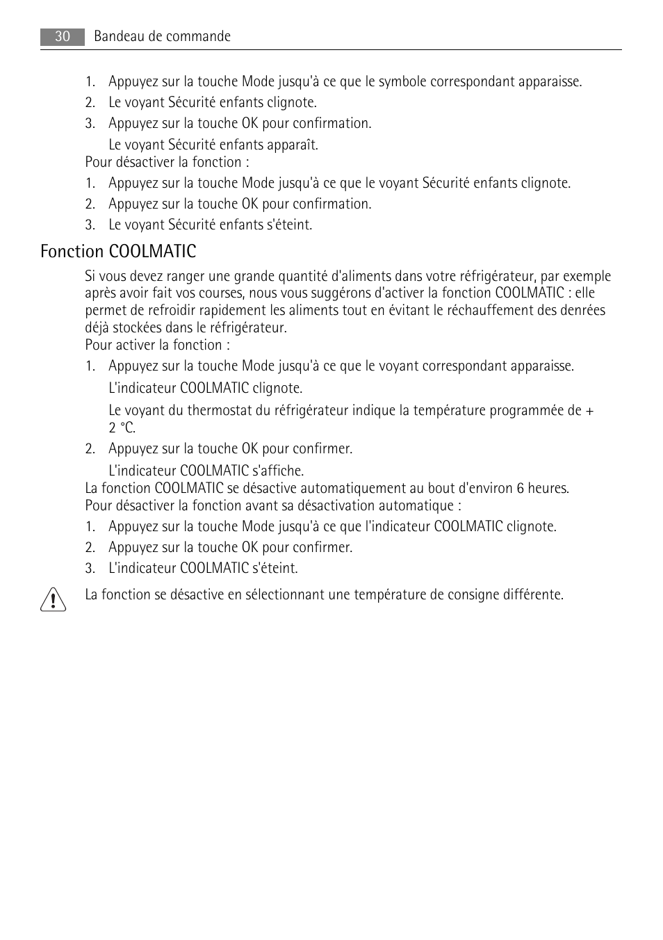 Fonction coolmatic | AEG S84000KMX0 User Manual | Page 30 / 84