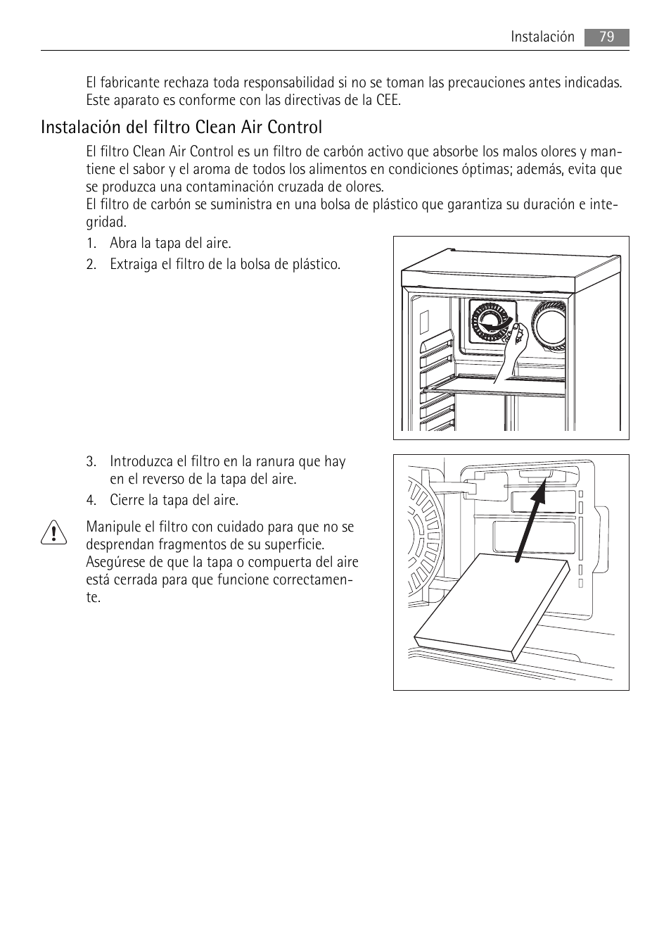Instalación del filtro clean air control | AEG S84000KMX0 User Manual | Page 79 / 84