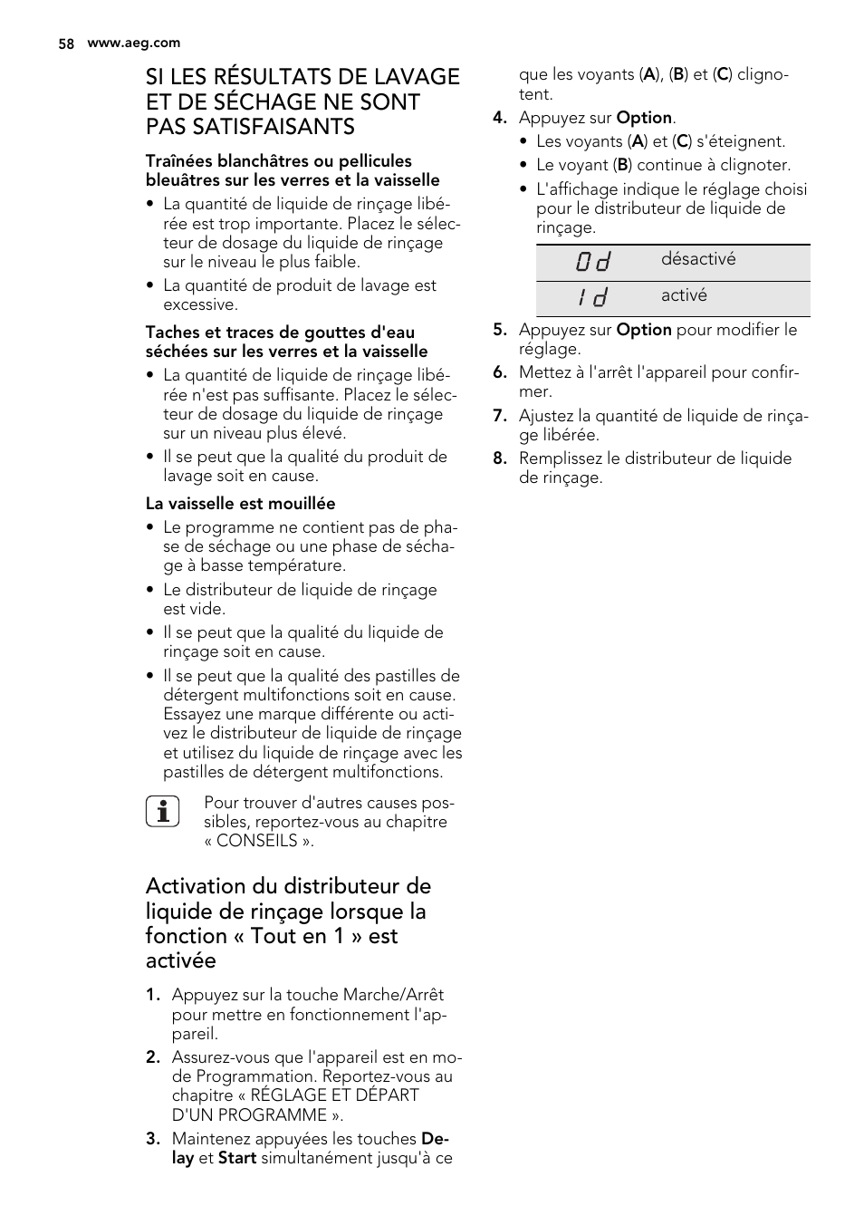 AEG F99009W0P User Manual | Page 58 / 84