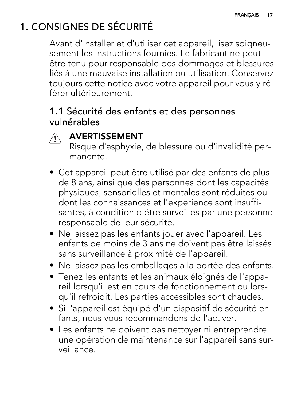 Consignes de sécurité | AEG HG755521UM User Manual | Page 17 / 76