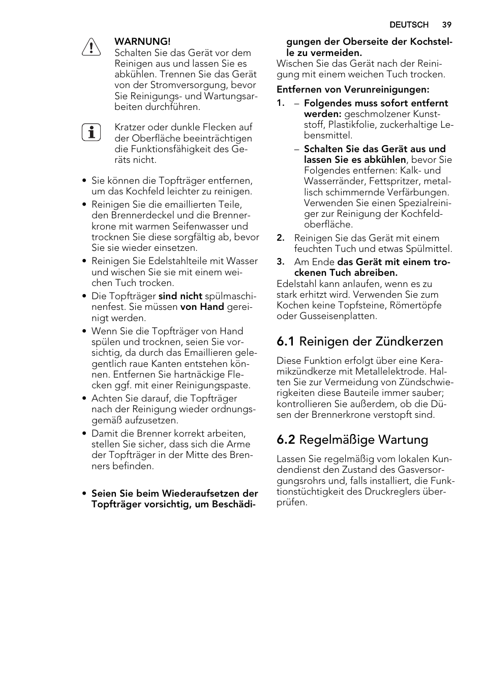 1 reinigen der zündkerzen, 2 regelmäßige wartung | AEG HG755521UM User Manual | Page 39 / 76