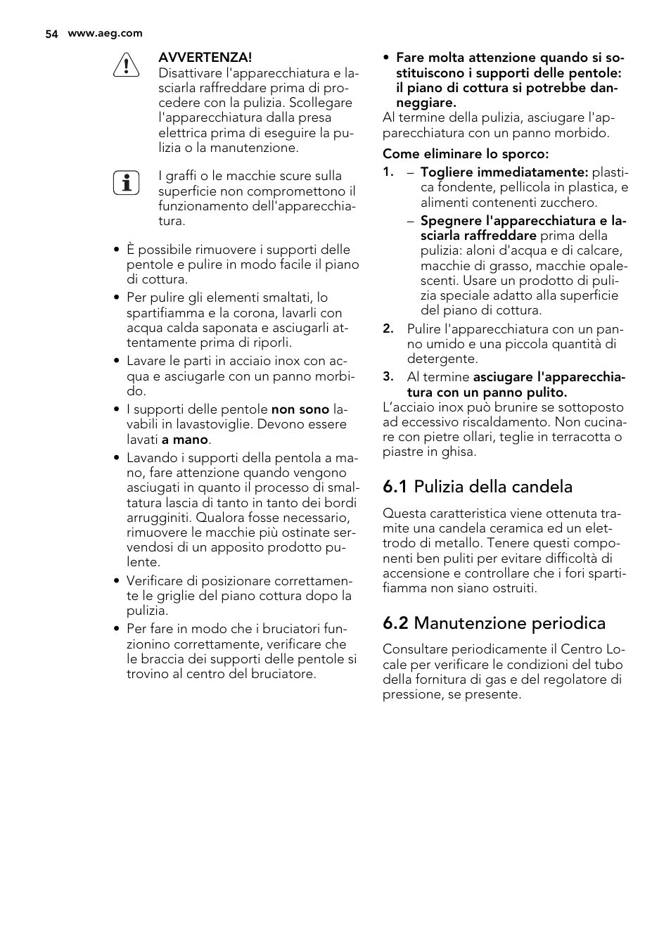 1 pulizia della candela, 2 manutenzione periodica | AEG HG755521UM User Manual | Page 54 / 76