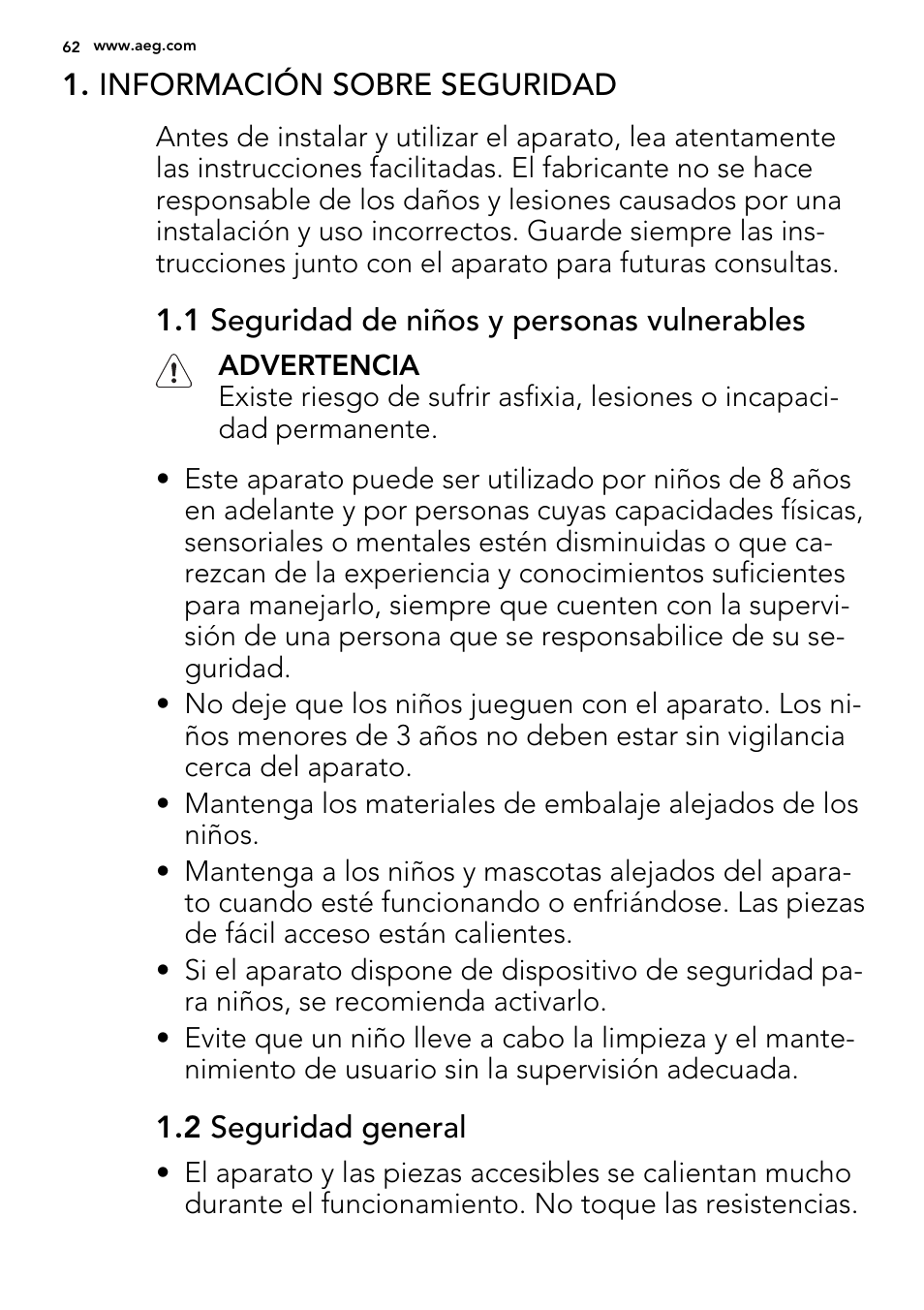 AEG HG755521UM User Manual | Page 62 / 76