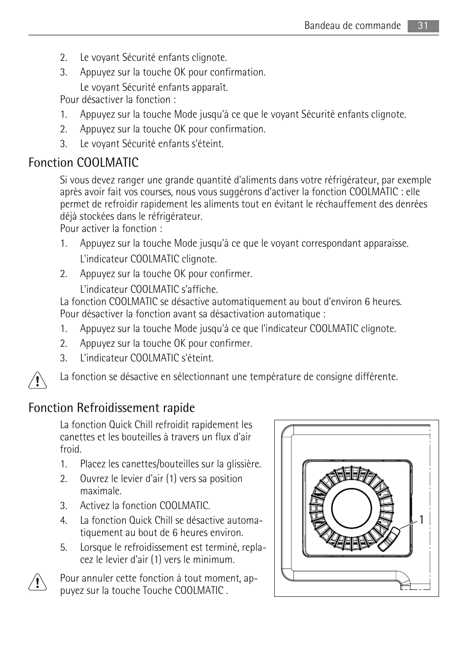 Fonction coolmatic, Fonction refroidissement rapide | AEG S84000KMX0 User Manual | Page 31 / 92