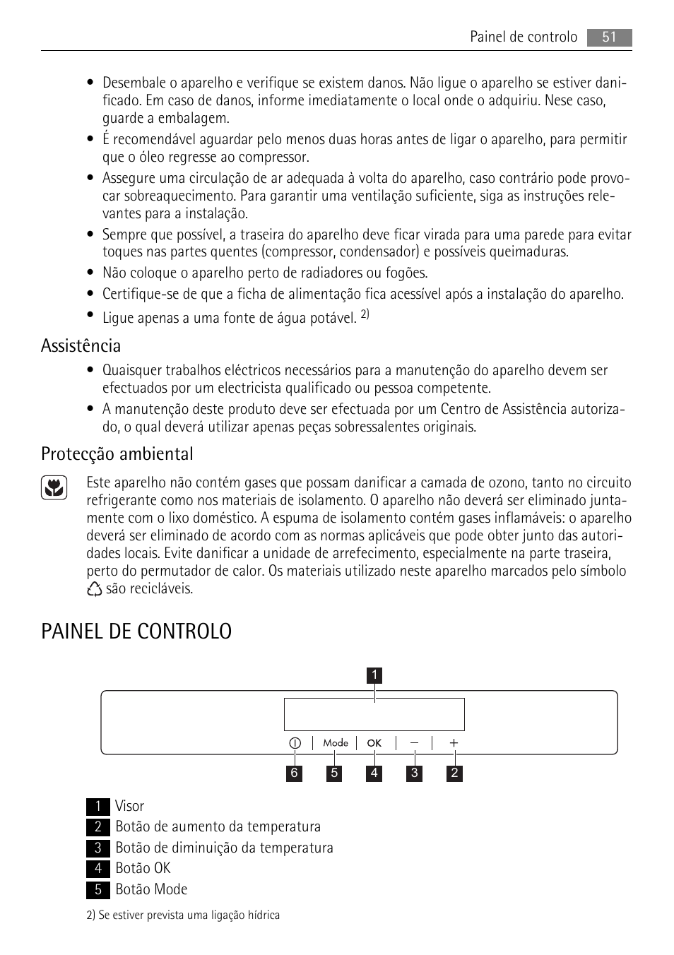 Painel de controlo, Assistência, Protecção ambiental | AEG S84000KMX0 User Manual | Page 51 / 92