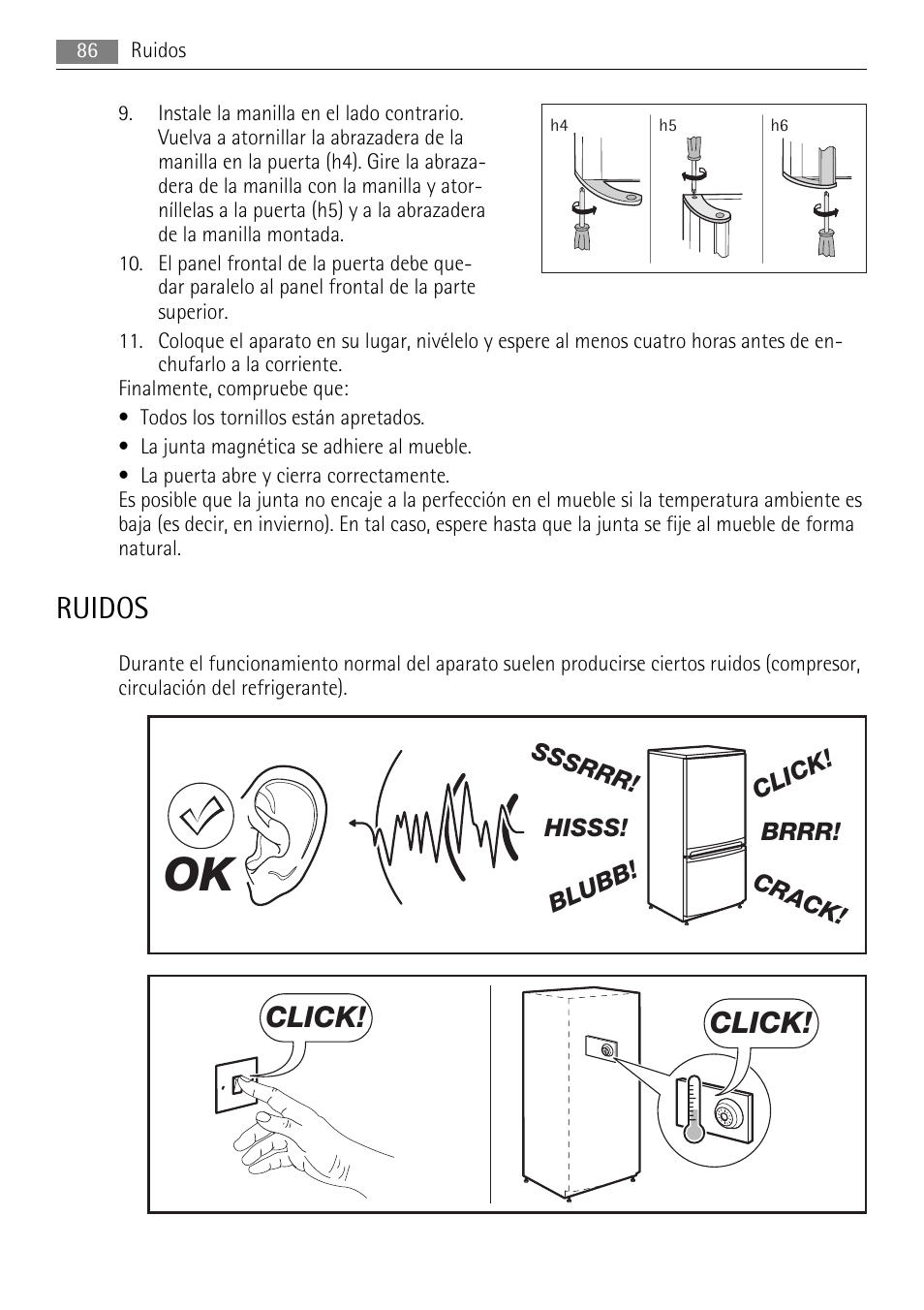 Ruidos, Click | AEG S84000KMX0 User Manual | Page 86 / 92