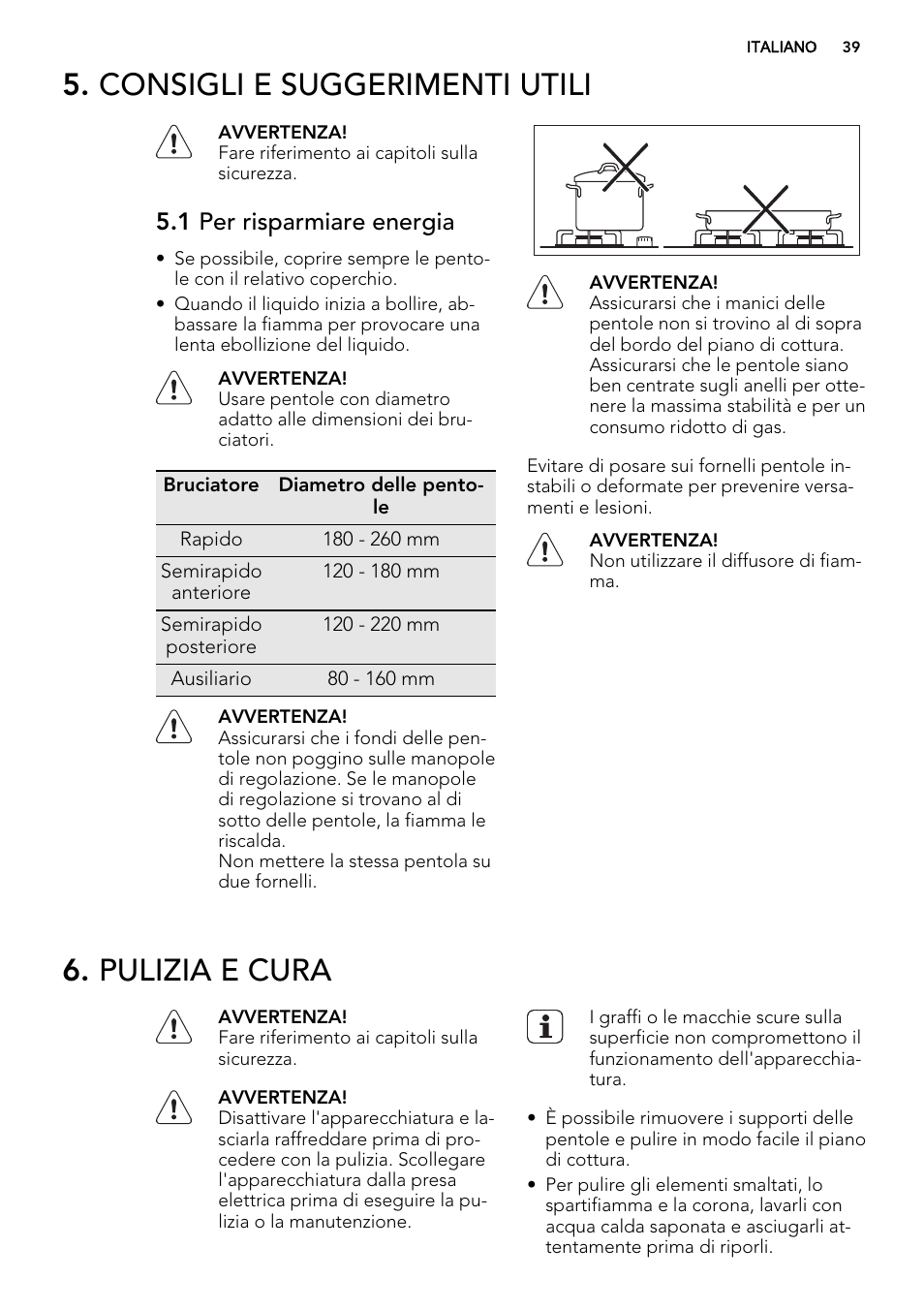 Consigli e suggerimenti utili, Pulizia e cura, 1 per risparmiare energia | AEG HG694340XB User Manual | Page 39 / 76