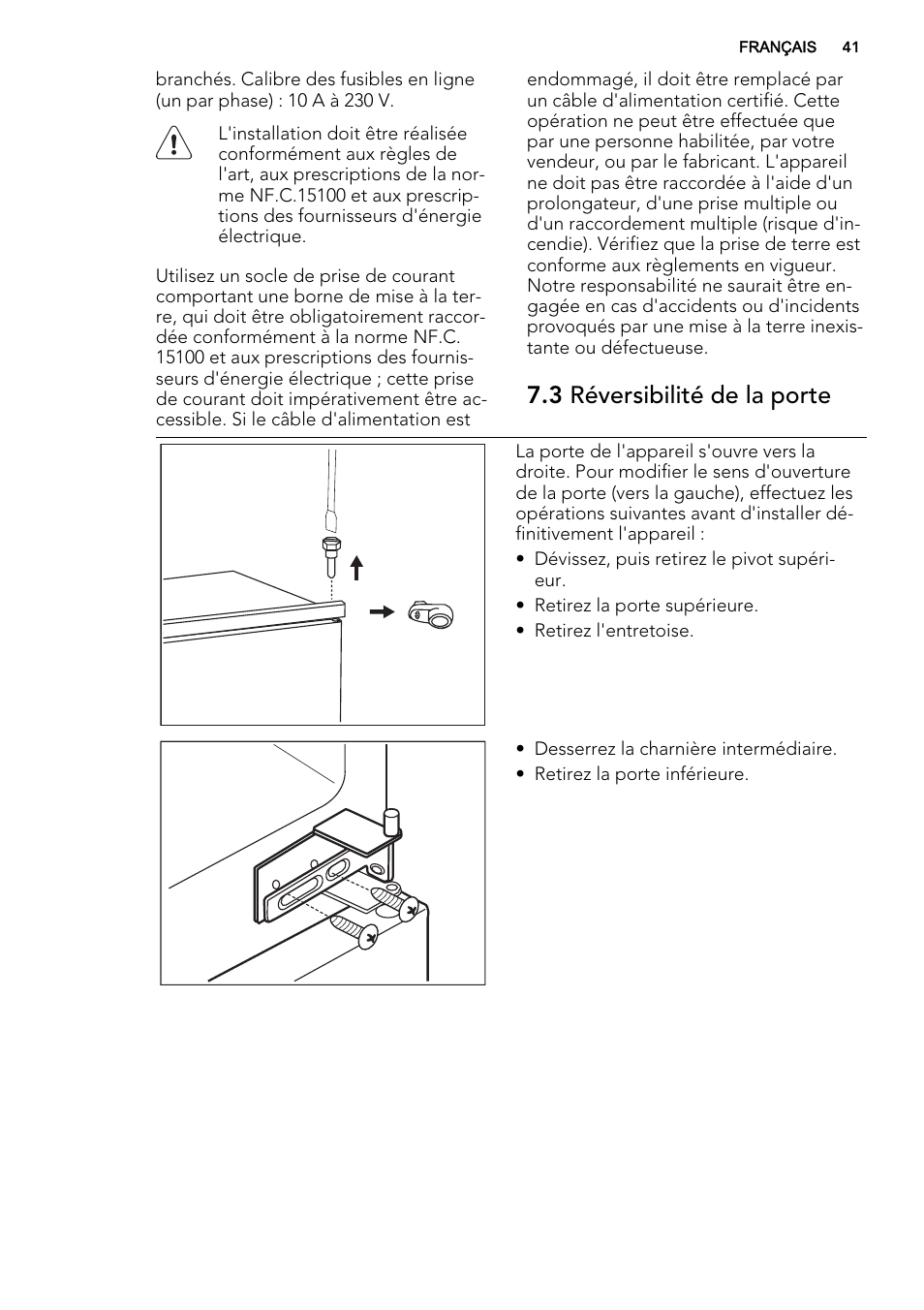 3 réversibilité de la porte | AEG SKS81240F0 User Manual | Page 41 / 72