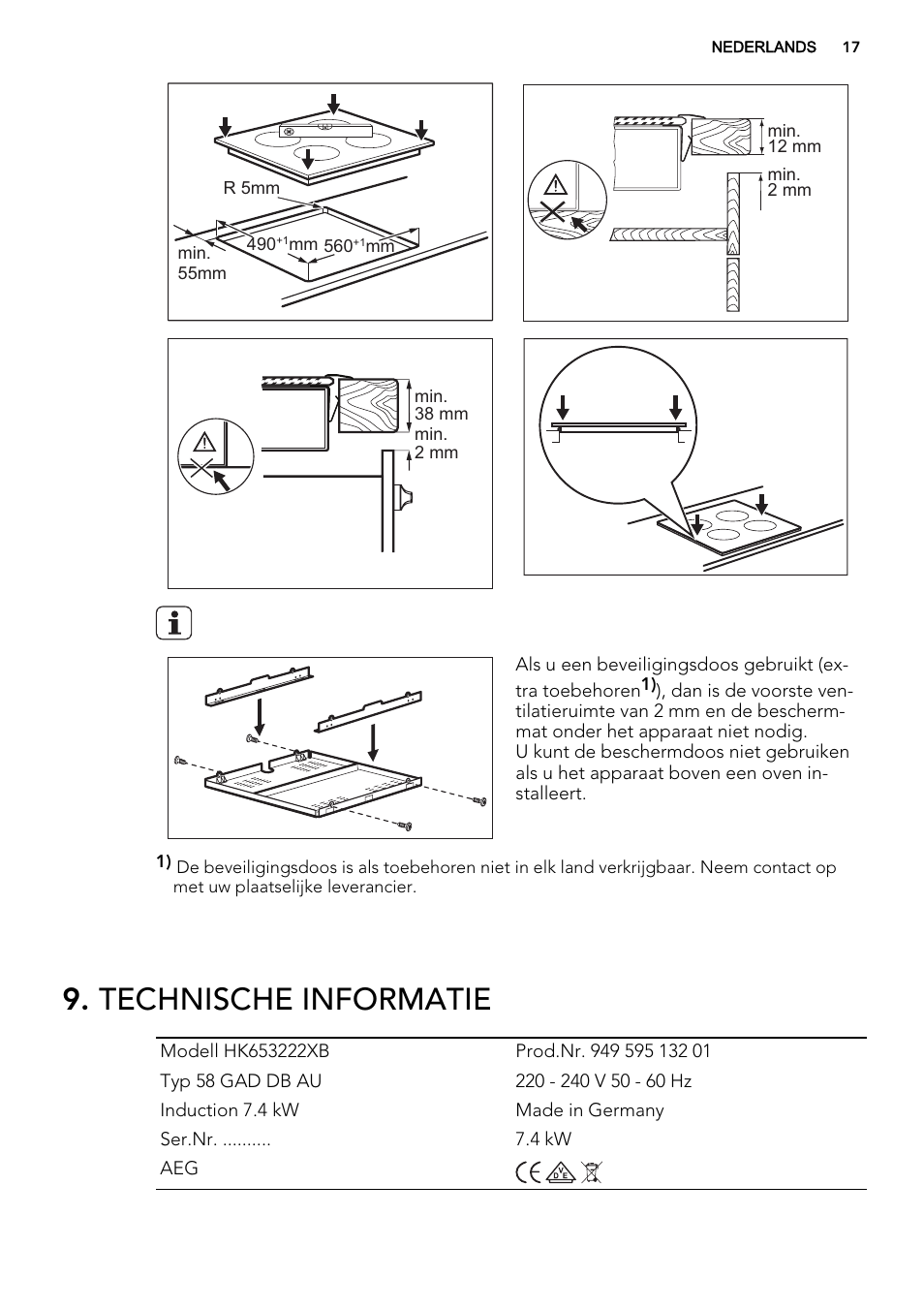 Technische informatie | AEG HK654400XB User Manual | Page 17 / 72