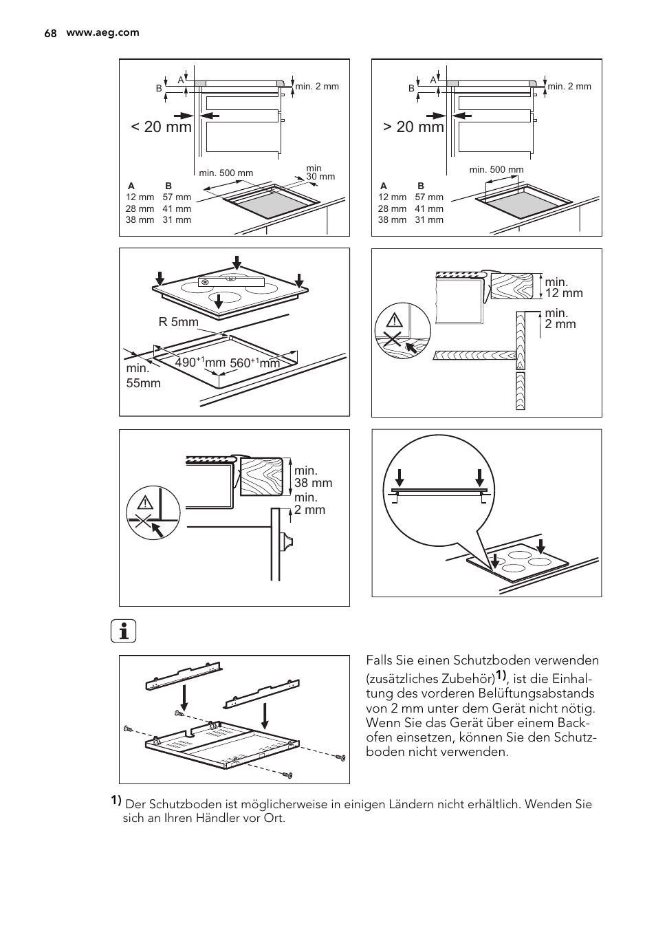 20 mm | AEG HK654400XB User Manual | Page 68 / 72