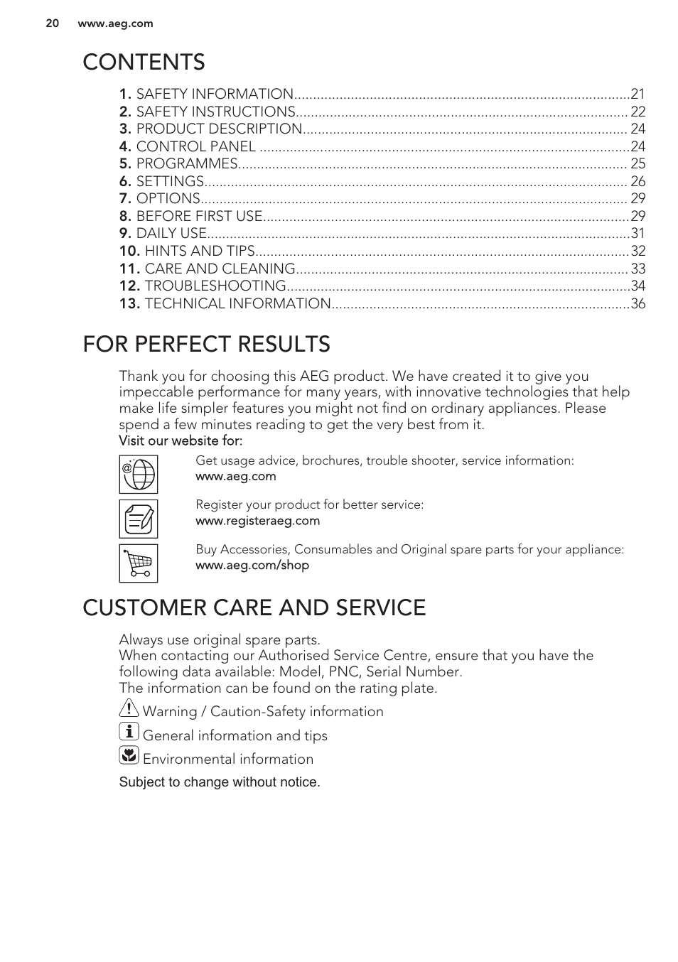 AEG F99709M0P User Manual | Page 20 / 76