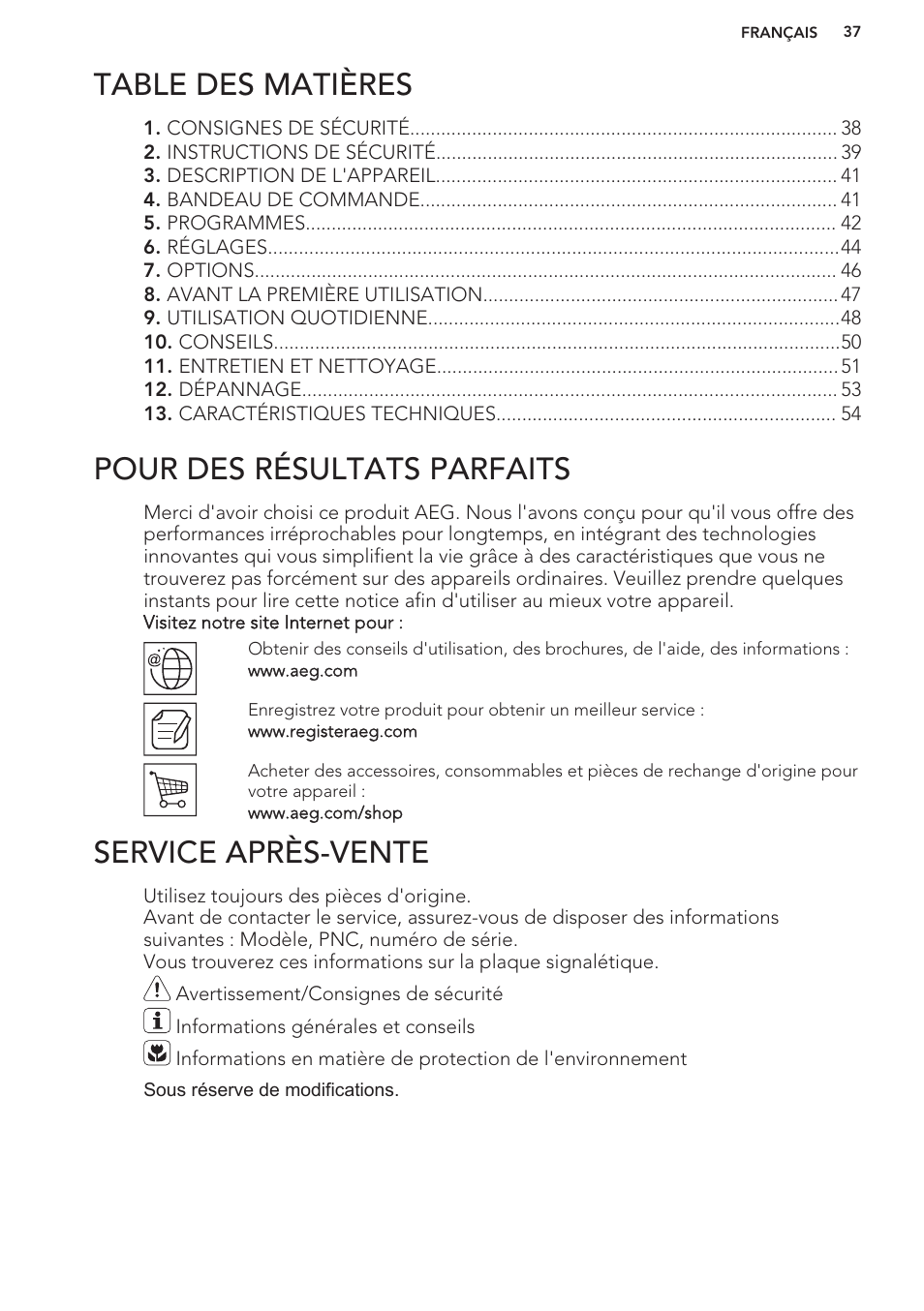 AEG F99709M0P User Manual | Page 37 / 76