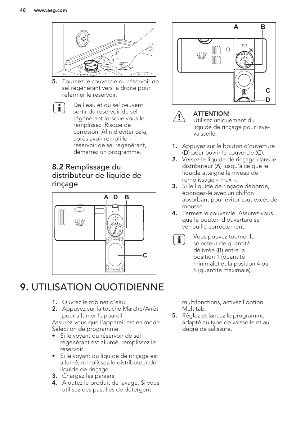 Utilisation quotidienne | AEG F99709M0P User Manual | Page 48 / 76