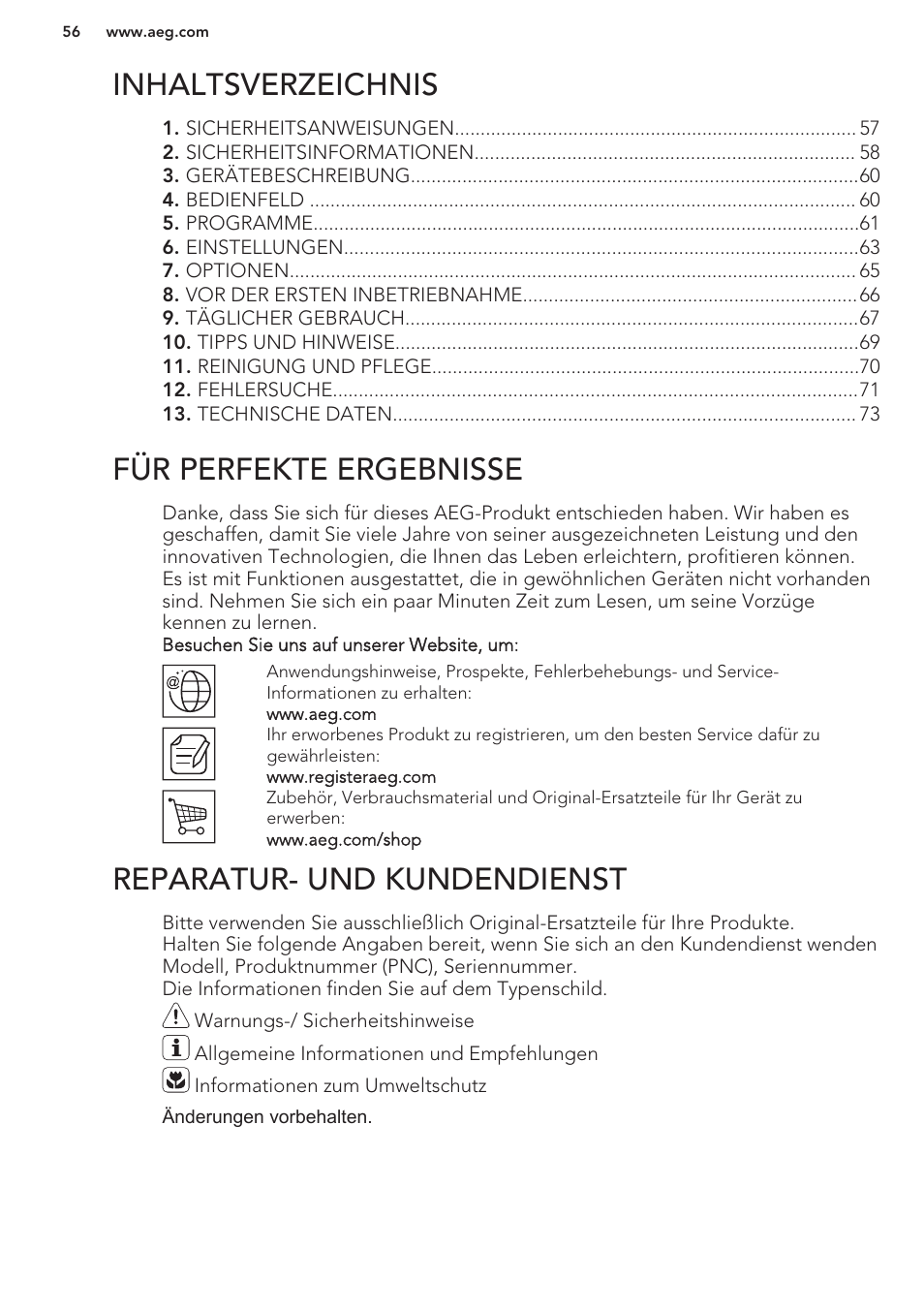 AEG F99709M0P User Manual | Page 56 / 76