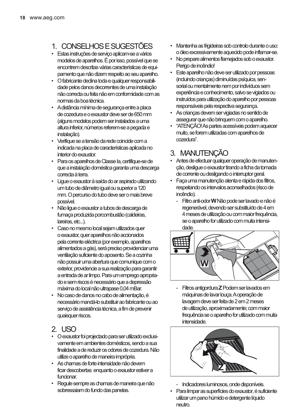 Conselhos e sugestões, Manutenção | AEG X78263BV1 User Manual | Page 18 / 96