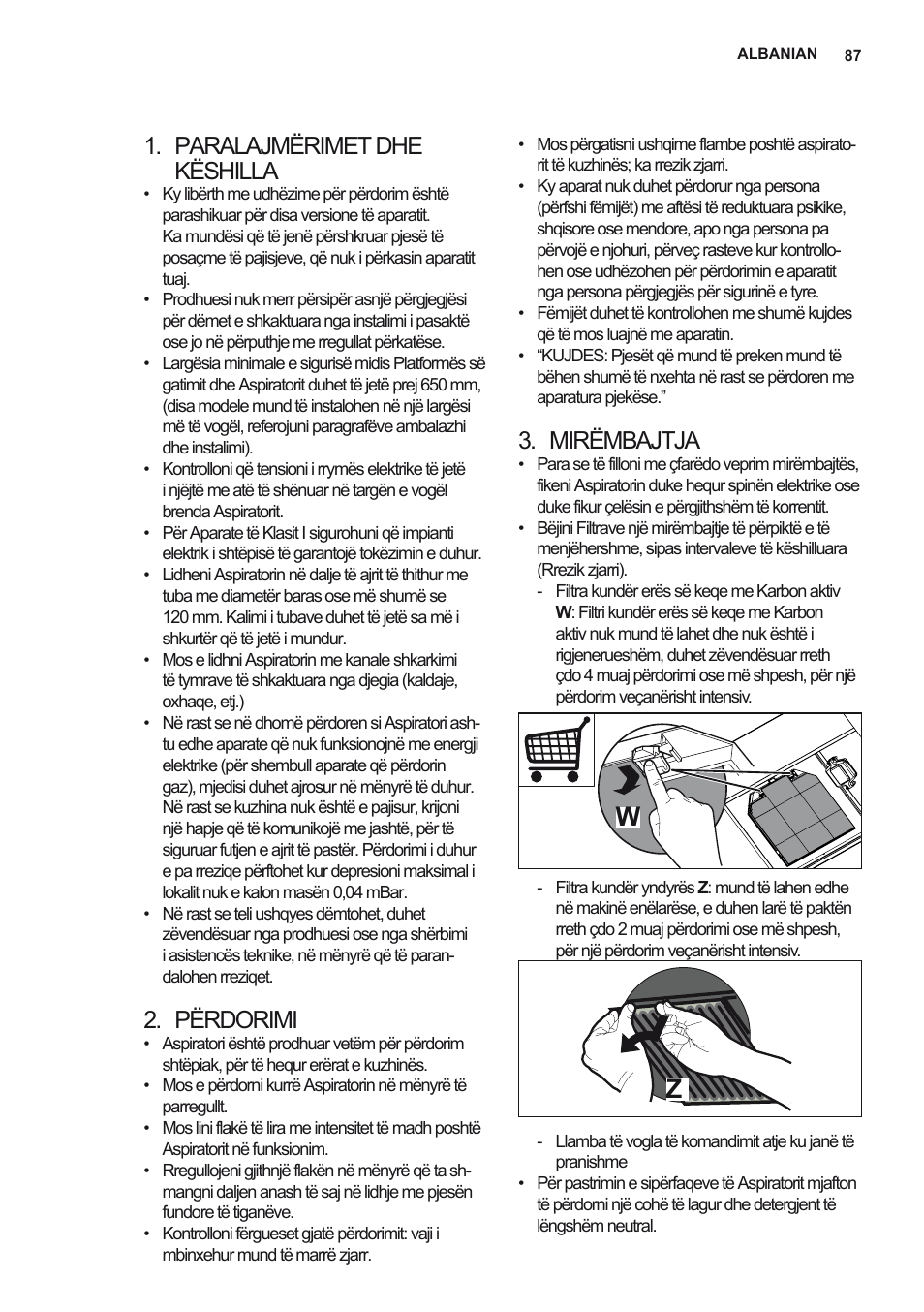 Paralajmërimet dhe këshilla, Përdorimi, Mirëmbajtja | AEG X78263BV1 User Manual | Page 87 / 96
