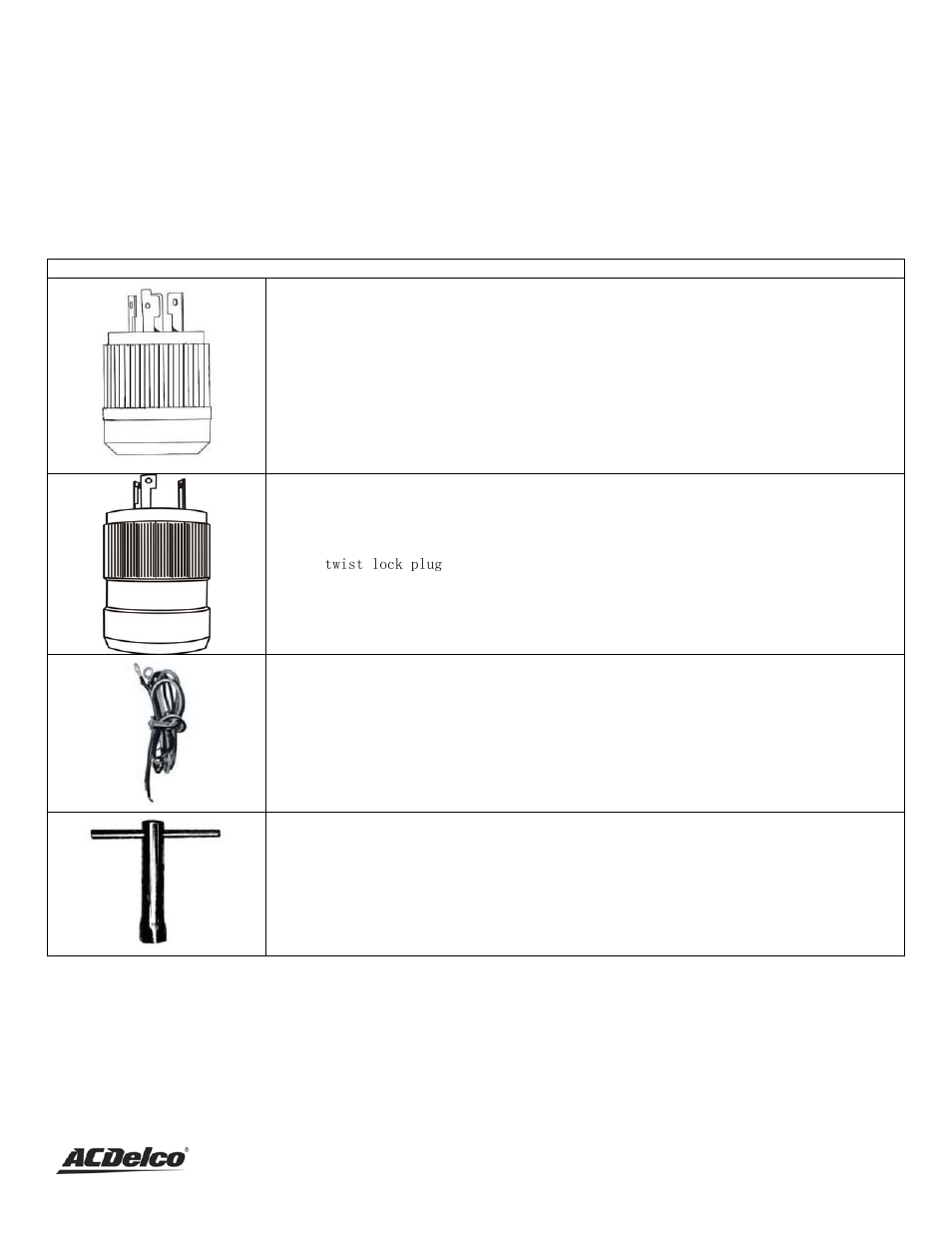 Generator components, Stop, Package contents | ACDelco AC-G0003 User Manual | Page 10 / 37