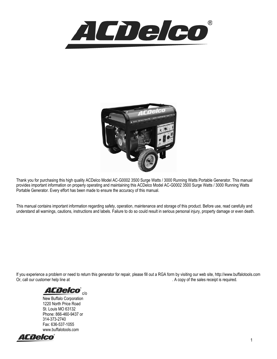 ACDelco AC-G0002 User Manual | 36 pages