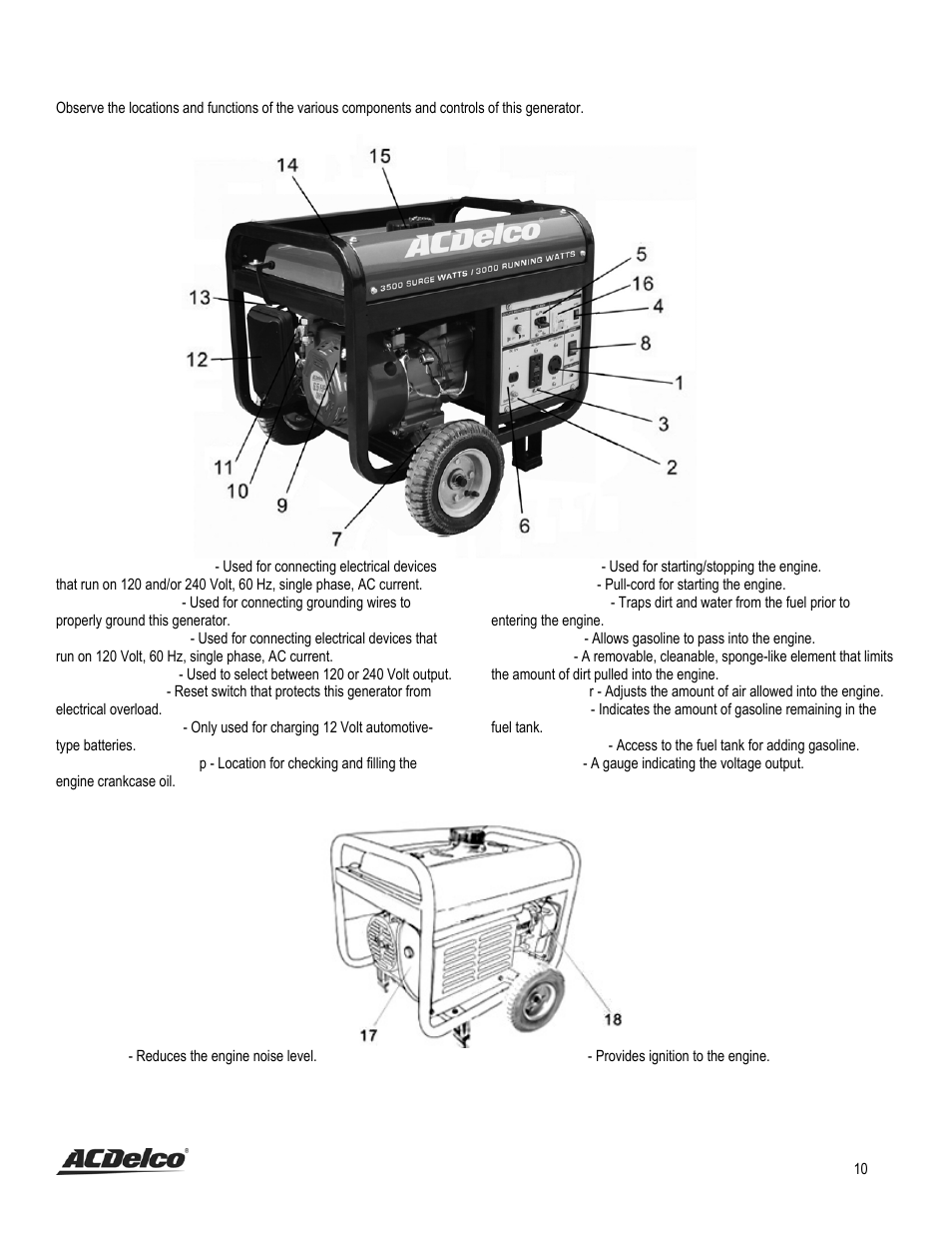 Generator components | ACDelco AC-G0002 User Manual | Page 10 / 36