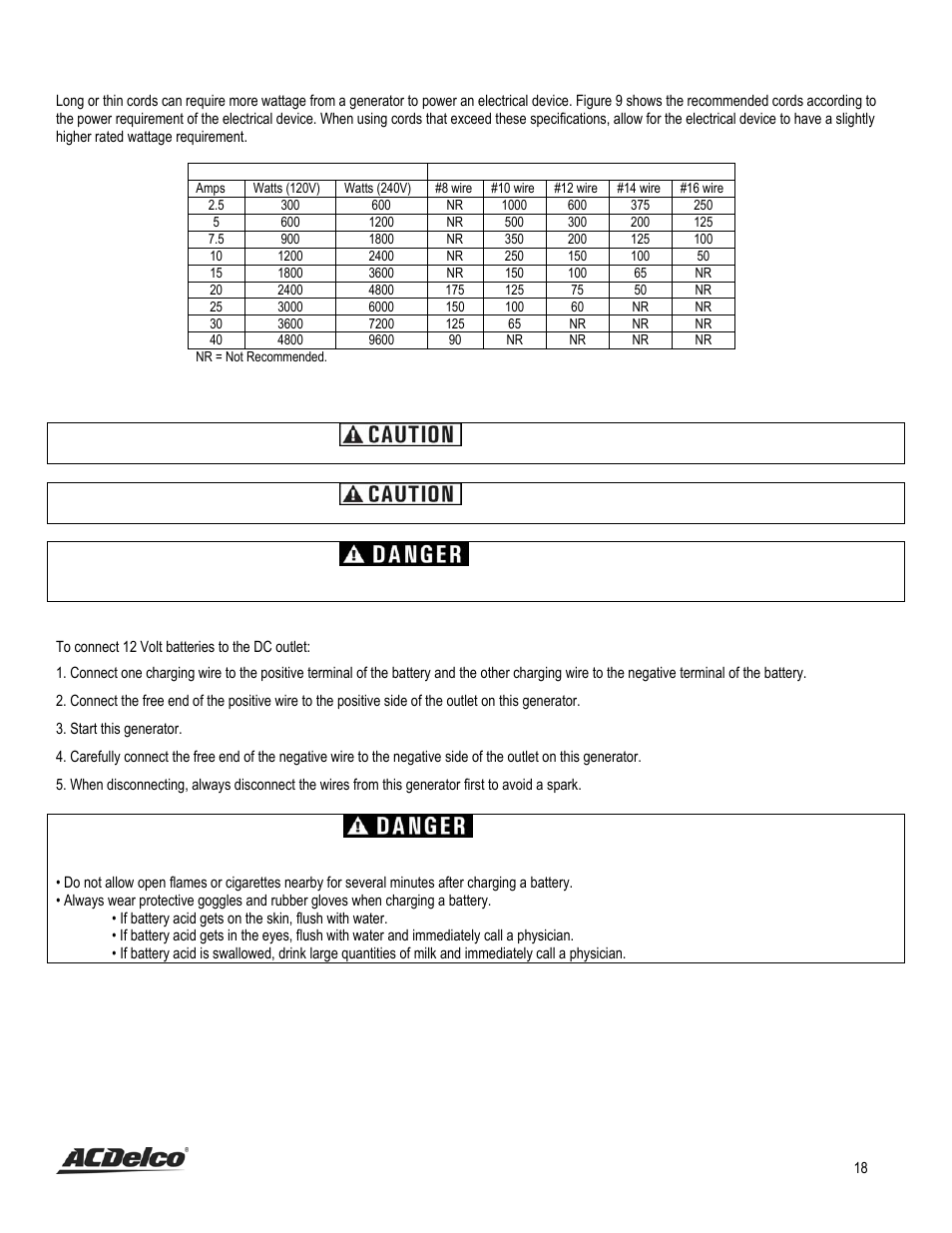 Dc usage | ACDelco AC-G0002 User Manual | Page 18 / 36