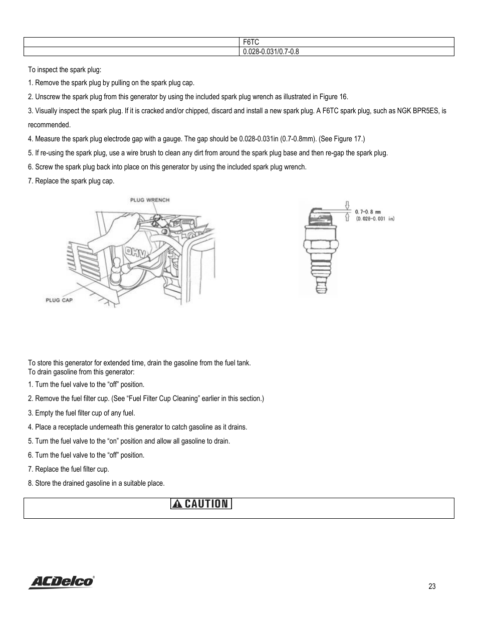 Emptying the fuel tank | ACDelco AC-G0002 User Manual | Page 23 / 36