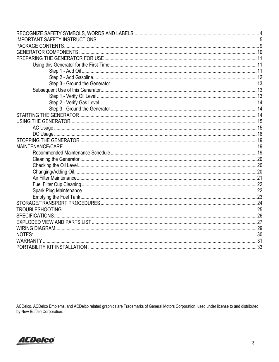 ACDelco AC-G0002 User Manual | Page 3 / 36