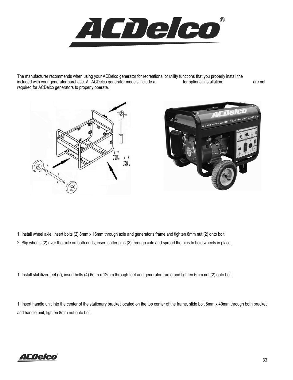 Portability kit installation | ACDelco AC-G0002 User Manual | Page 33 / 36
