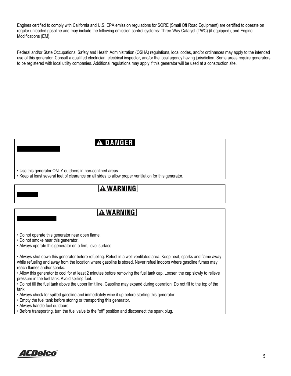 Important safety instructions, Stop | ACDelco AC-G0002 User Manual | Page 5 / 36