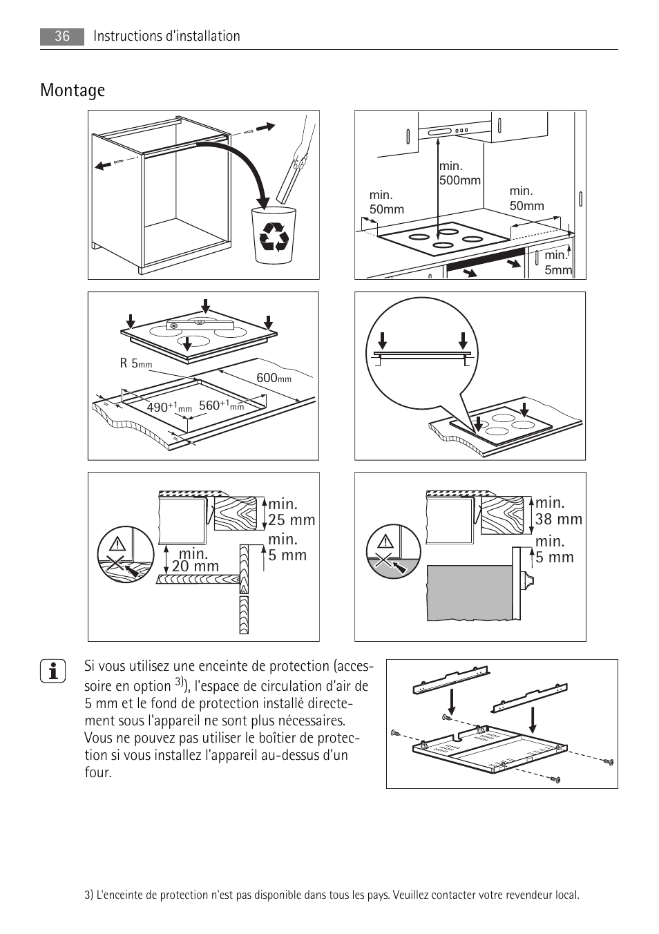 Montage | AEG HK673532FB User Manual | Page 36 / 64