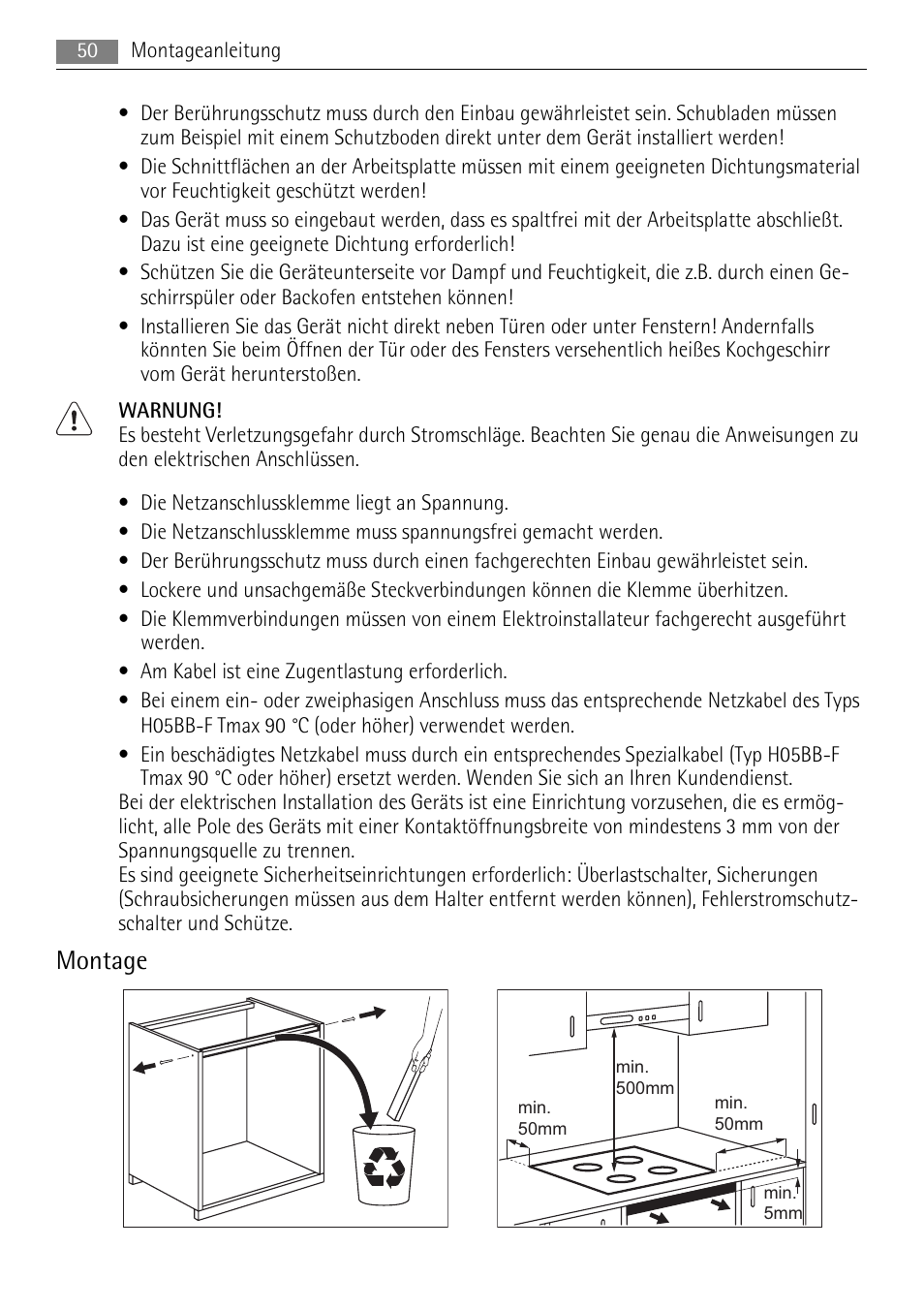 Montage | AEG HK673532FB User Manual | Page 50 / 64