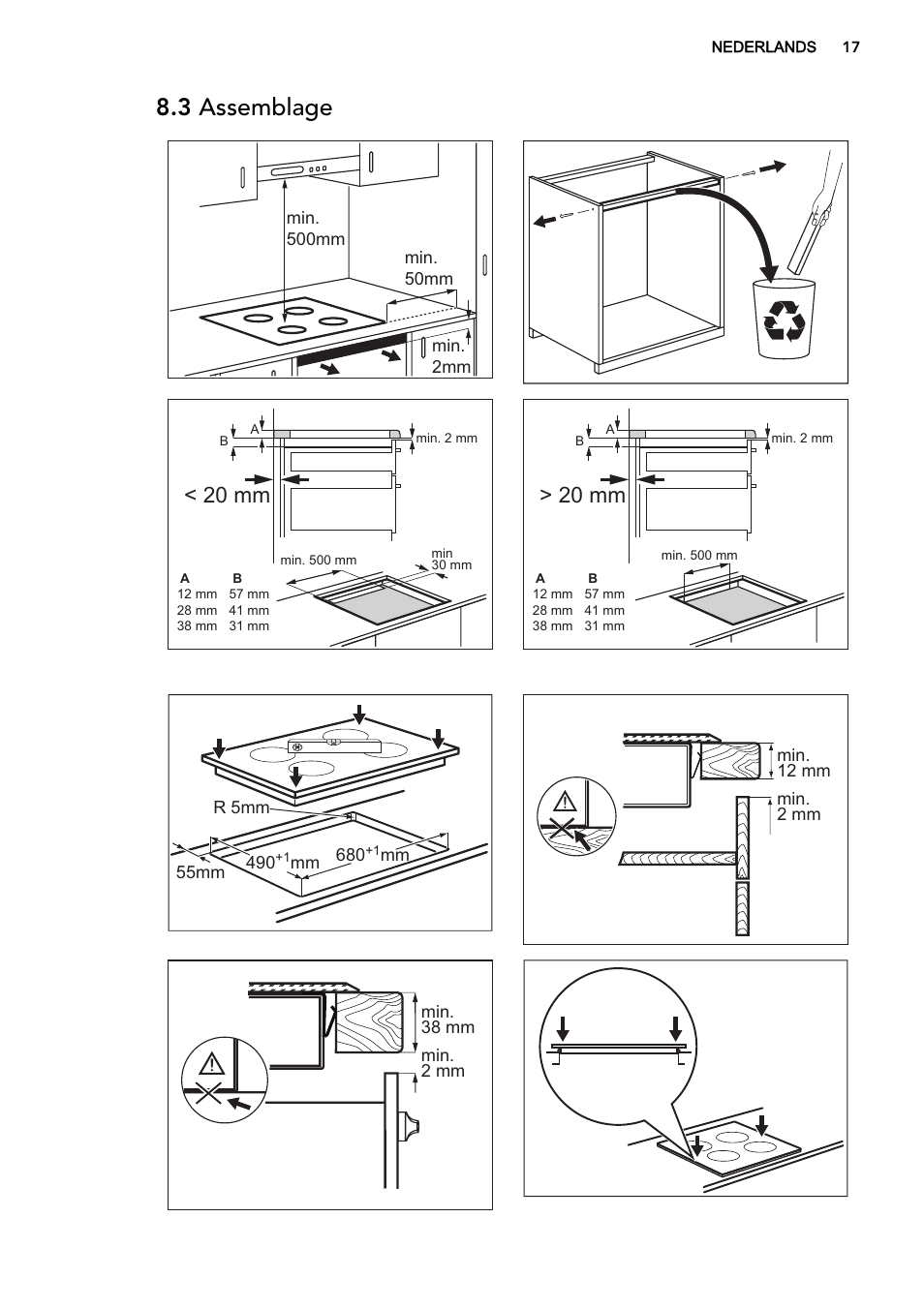 3 assemblage, 20 mm | AEG HK653226XB User Manual | Page 17 / 72