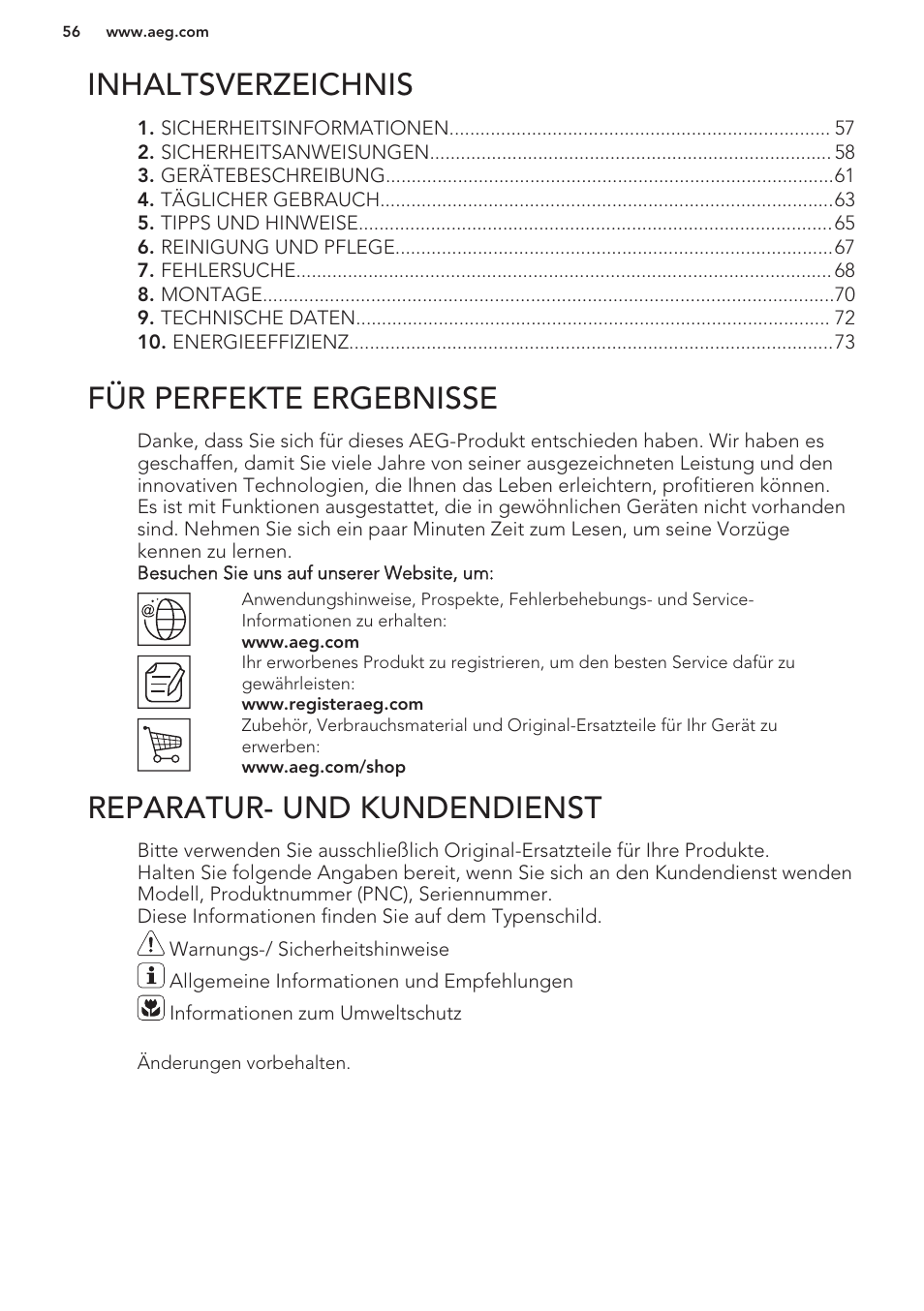 AEG HK673532FB User Manual | Page 56 / 76