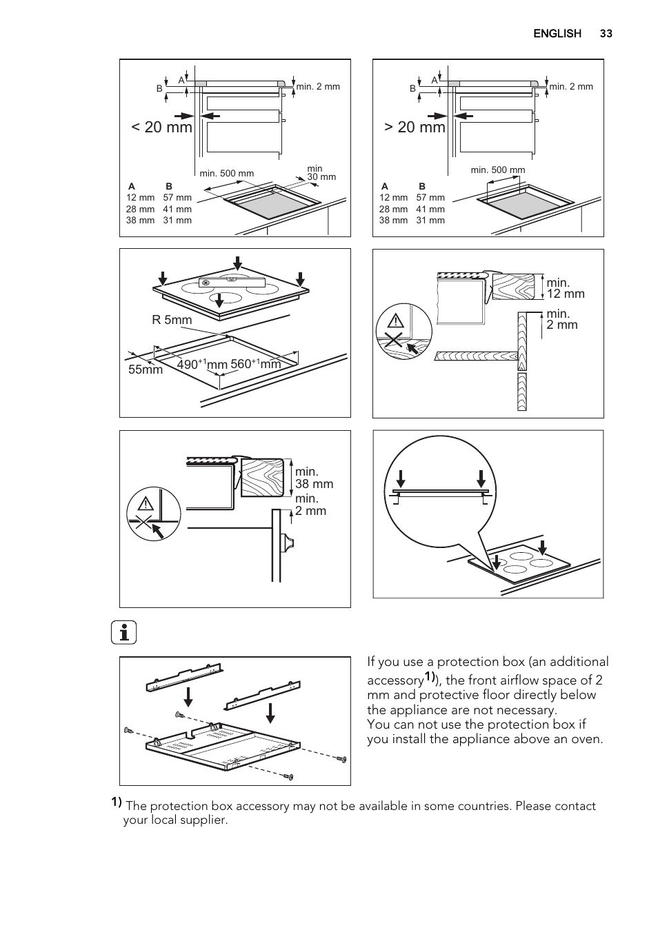 20 mm | AEG HK634200FB User Manual | Page 33 / 72
