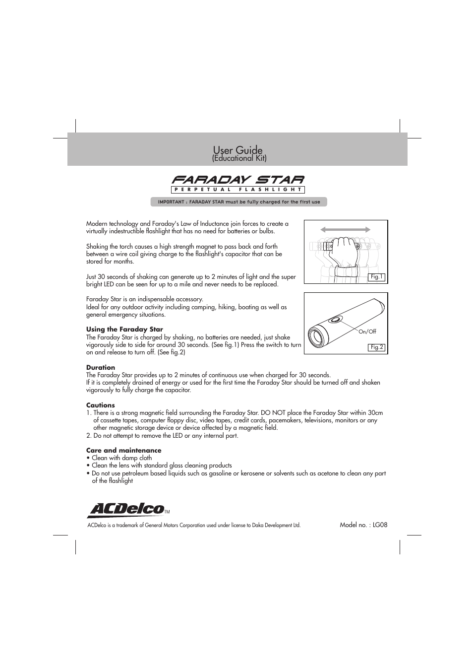 ACDelco LG08 User Manual | 2 pages