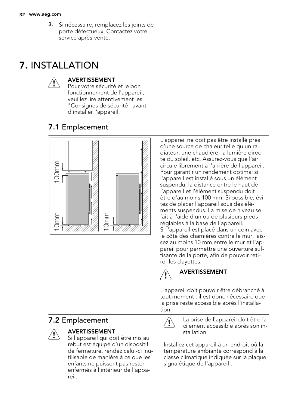 Installation | AEG S84000KMX0 User Manual | Page 32 / 72