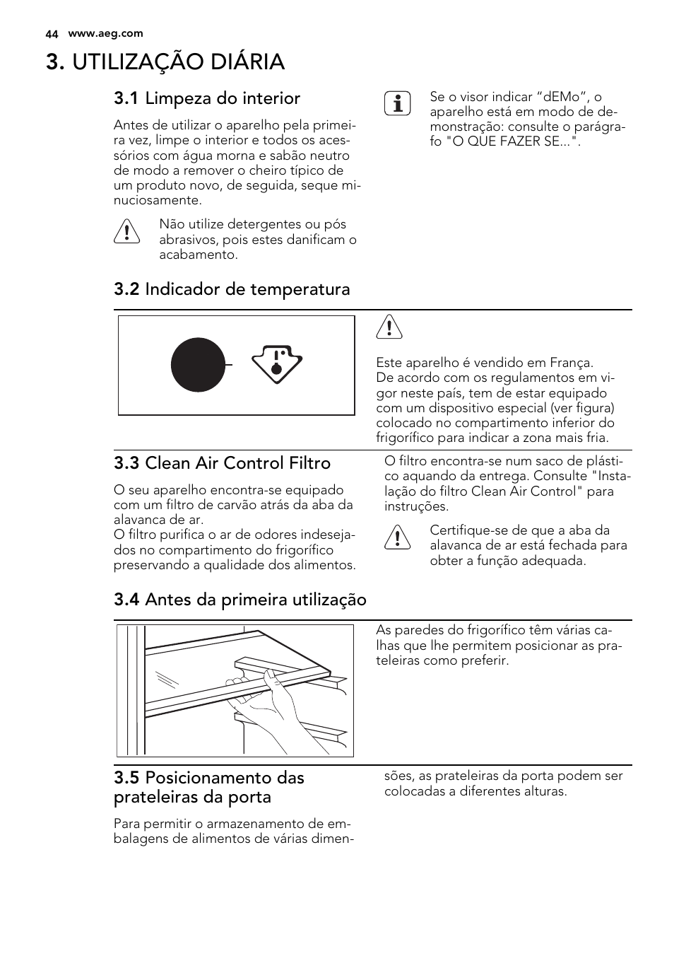 Utilização diária | AEG S84000KMX0 User Manual | Page 44 / 72