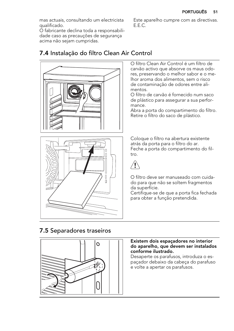 4 instalação do filtro clean air control, 5 separadores traseiros | AEG S84000KMX0 User Manual | Page 51 / 72