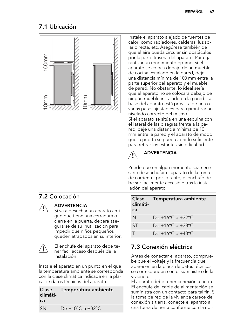 1 ubicación, 2 colocación, 3 conexión eléctrica | AEG S84000KMX0 User Manual | Page 67 / 72
