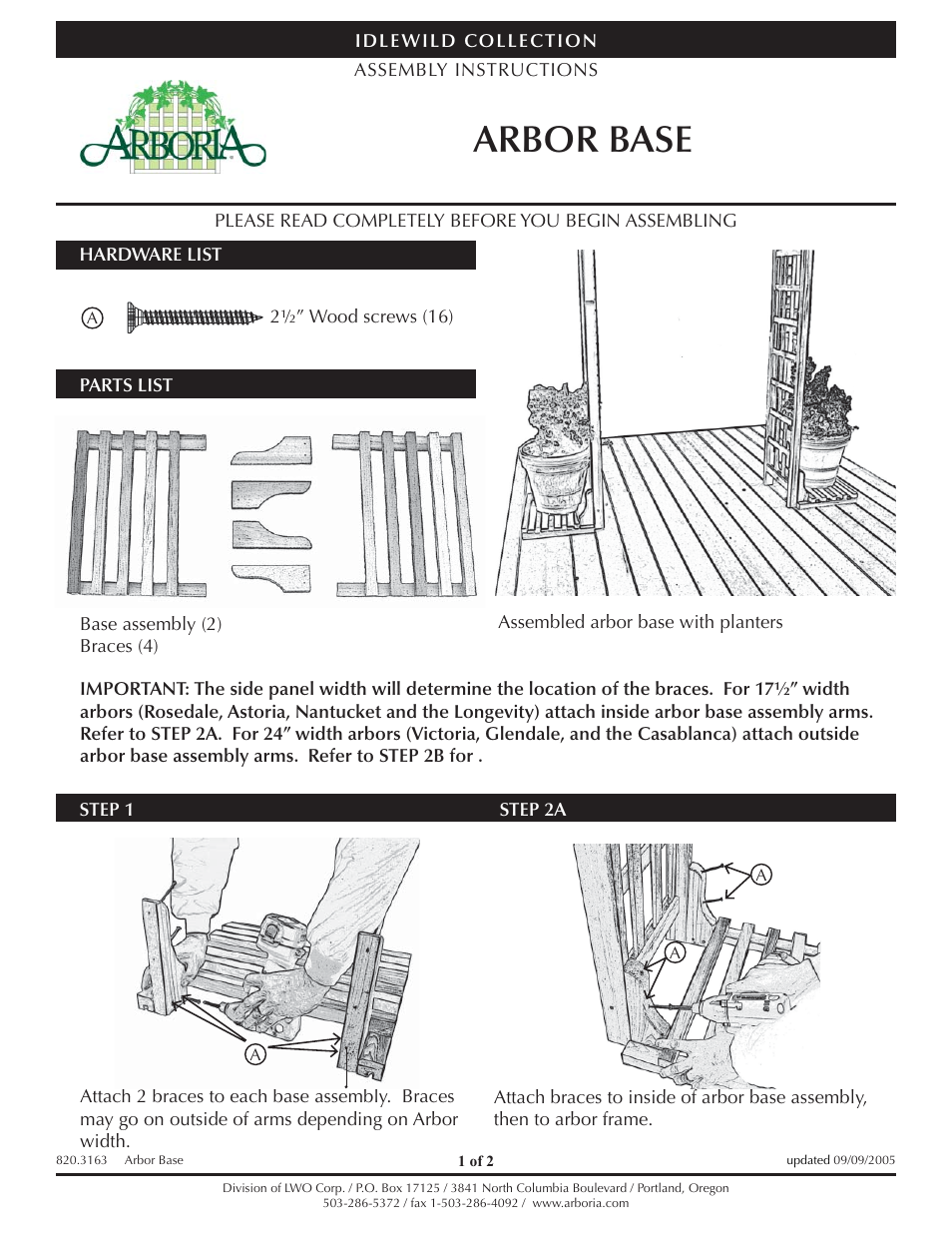 Arboria Arbor Base User Manual | 2 pages