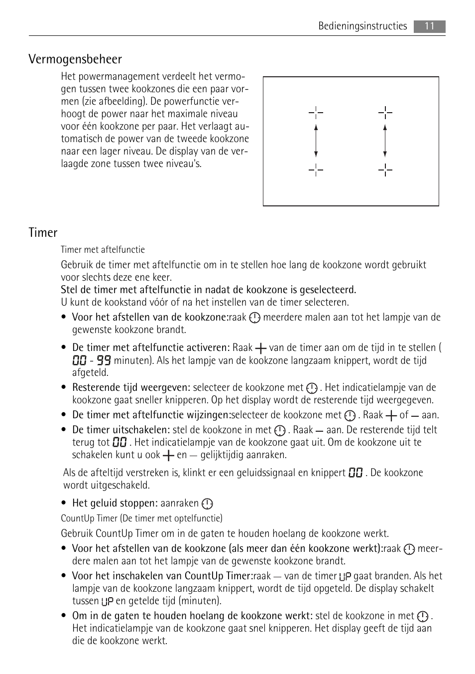 Vermogensbeheer, Timer | AEG HK653226XB User Manual | Page 11 / 68