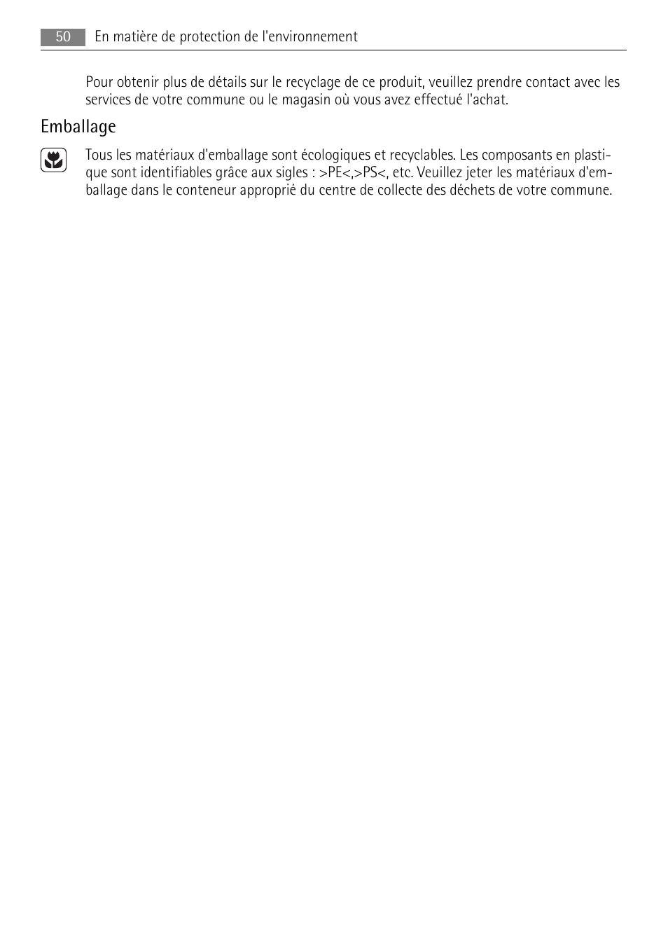 Emballage | AEG HK653226XB User Manual | Page 50 / 68