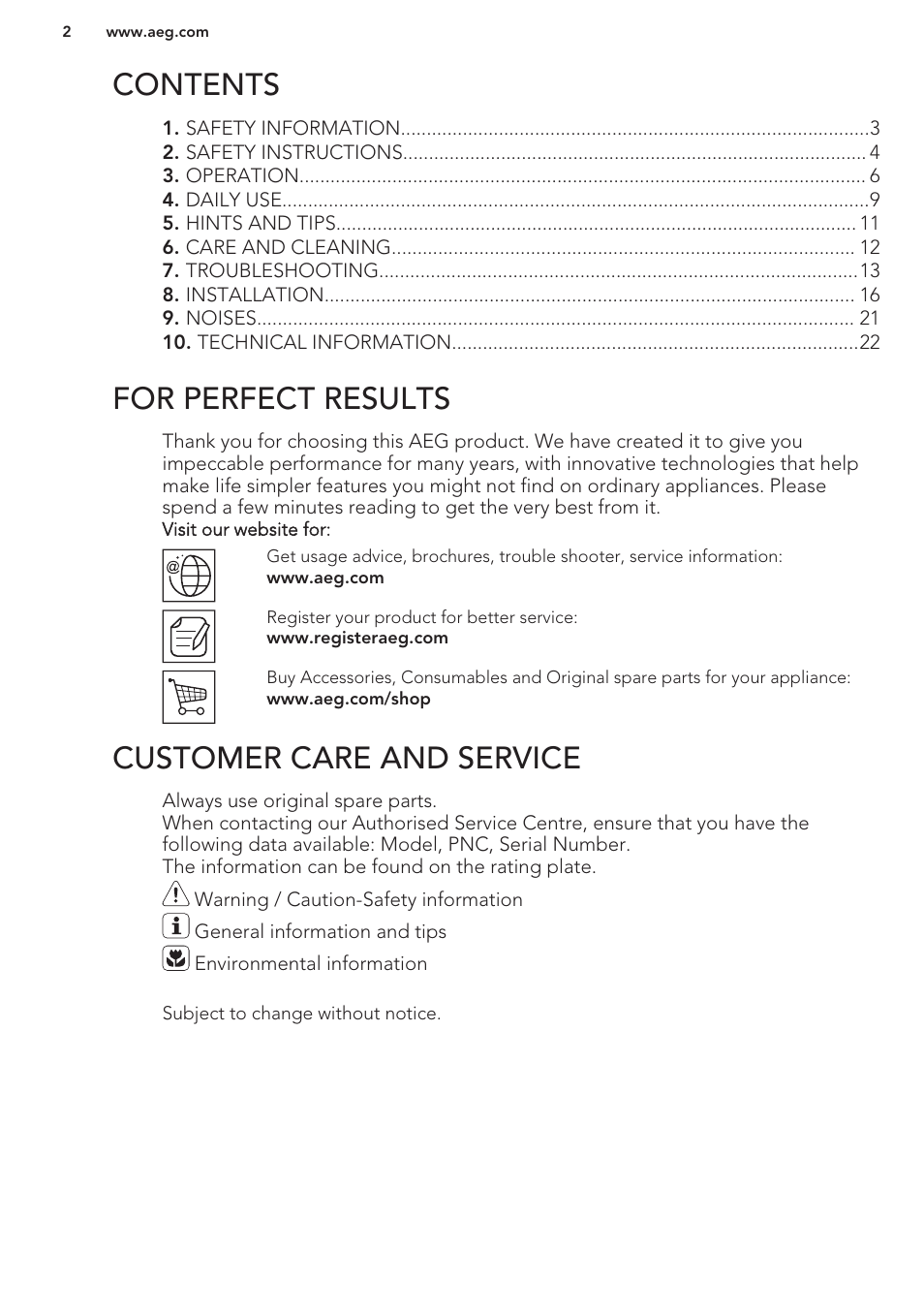 AEG SCS51800S1 User Manual | Page 2 / 72