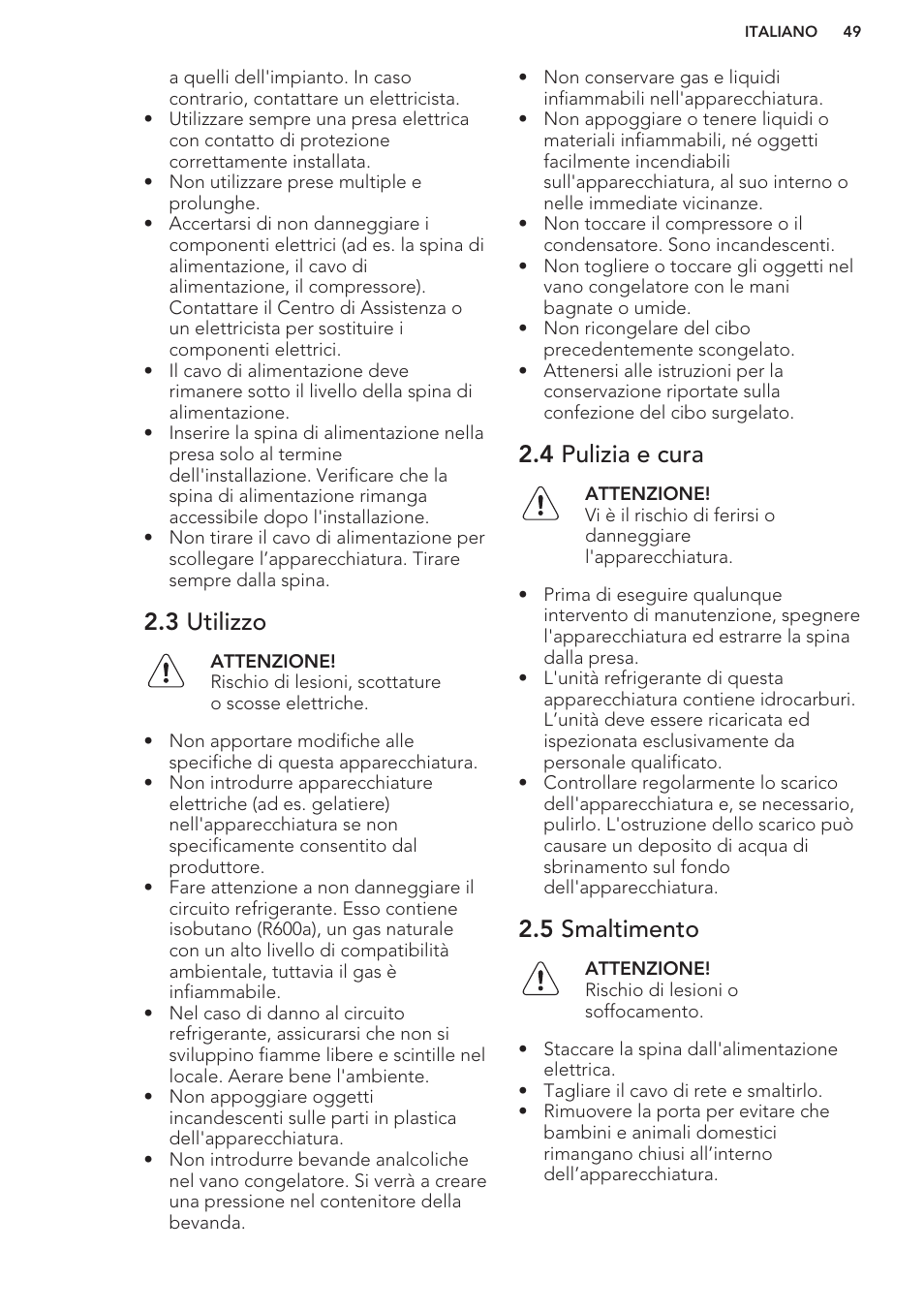 3 utilizzo, 4 pulizia e cura, 5 smaltimento | AEG SCS51800S1 User Manual | Page 49 / 72