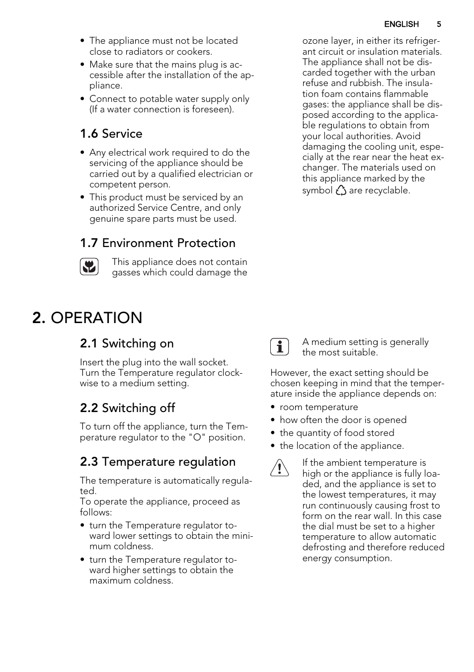 Operation, 6 service, 7 environment protection | 1 switching on, 2 switching off, 3 temperature regulation | AEG SCN91800C1 User Manual | Page 5 / 84