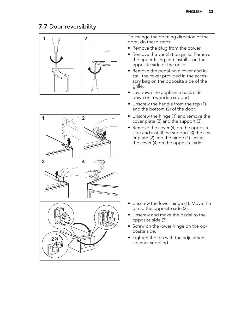 7 door reversibility | AEG S73200DTW0 User Manual | Page 33 / 76