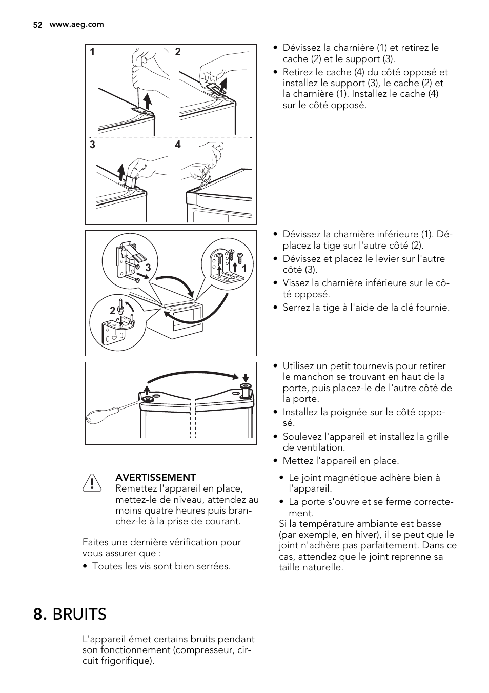 Bruits | AEG S73200DTW0 User Manual | Page 52 / 76