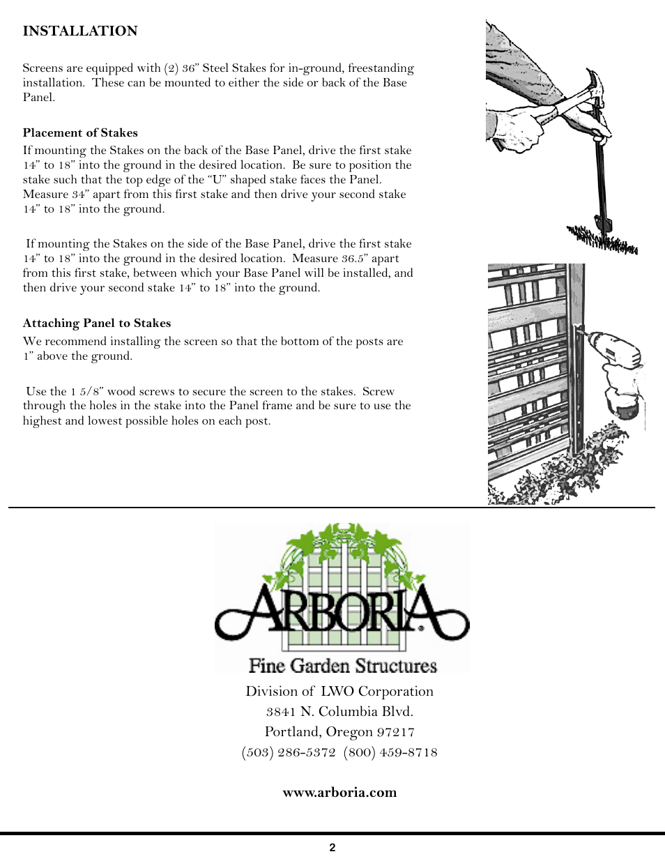 Arboria Hampton Landscape Screen none User Manual | Page 2 / 2