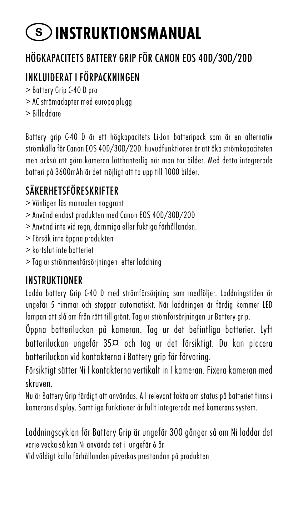 Instruktionsmanual | Ansmann Energy CANON EOS 20D User Manual | Page 11 / 24