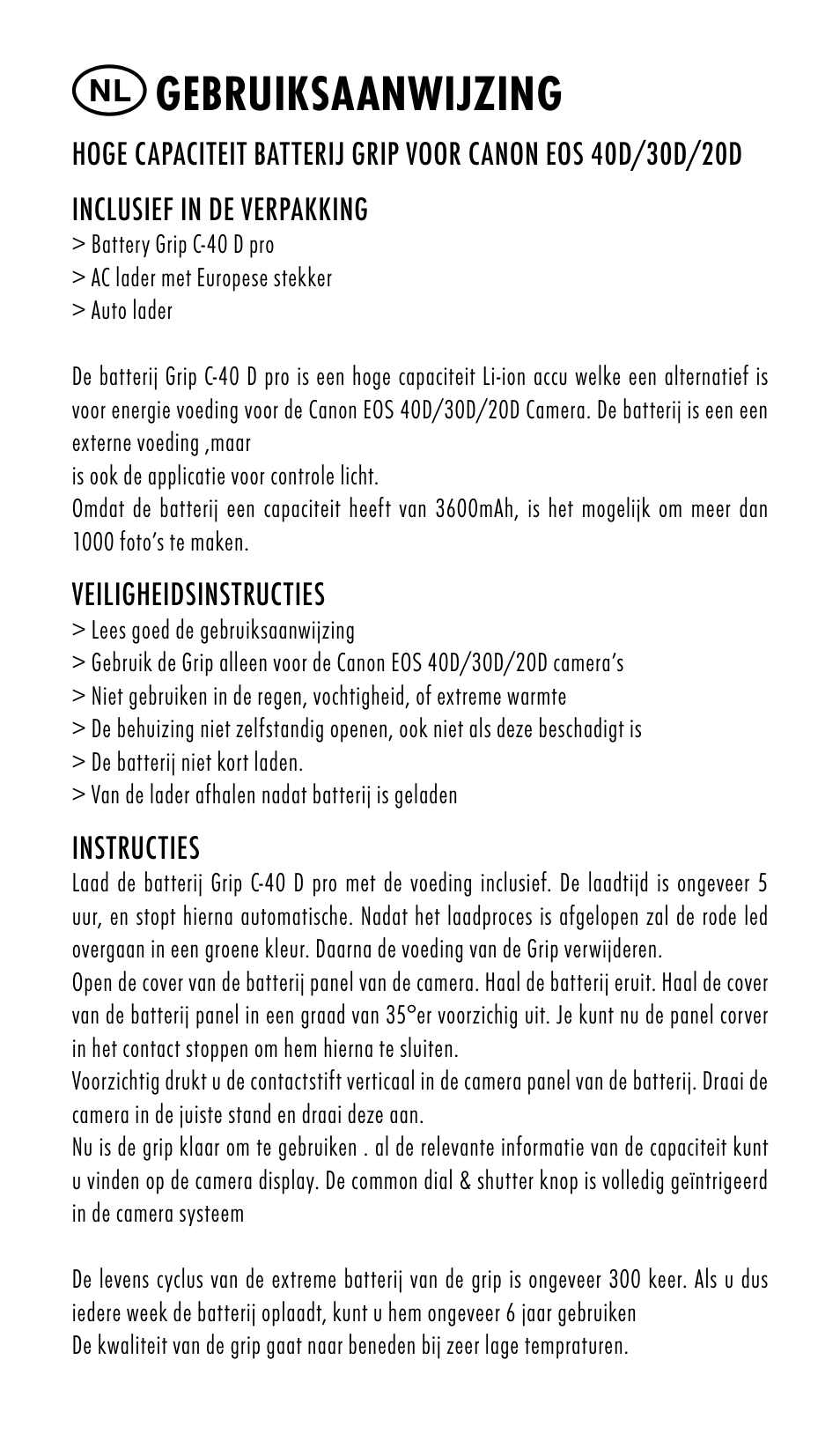 Gebruiksaanwijzing | Ansmann Energy CANON EOS 20D User Manual | Page 14 / 24